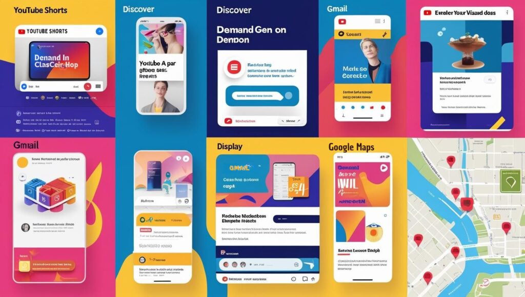 Uma representação visual do AI Max expandindo palavras-chave e encontrando novas consultas relevantes, com controles de precisão.